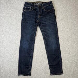 American Eagle Women's Blue Slim-Fit Straight-Leg Jeans